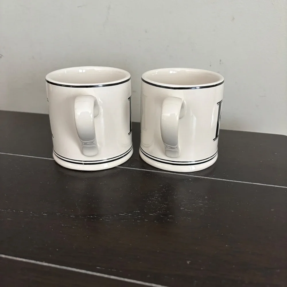 Sur la Table Handcrafted Stoneware Initial K Monogram Bistro Mugs | Set of 2